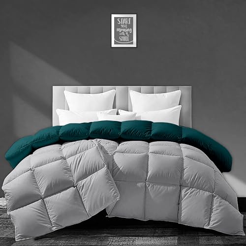 Image of Luxurious 500 GSM Winter Comforter Double Bed Size (90 inchX100 inch) - Premium Collection Heavy Winter Comforter 500 GSM Microfiber Fill - Duvet /Blanket Double Bed - Teal /Silver Grey Color