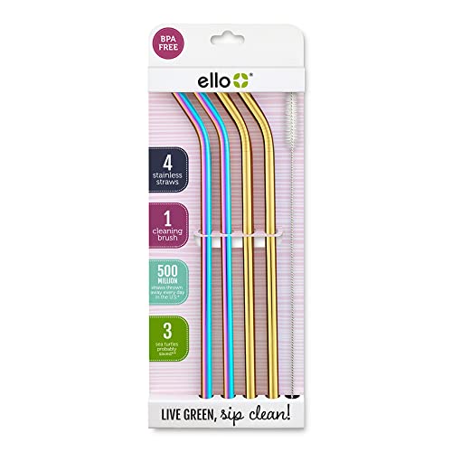 7 Best Rainbow Metal Straws That Make Every Sip a Celebration 1 Ello Impact Reusable Stainless Steel Straws (4 Pack)