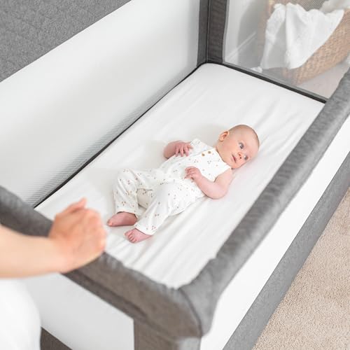 Image of Baby Delight Lunaire Full Size Crib | Breathable Mesh Baby Crib | Tool-Free Assembly Baby Bed | Charcoal Tweed