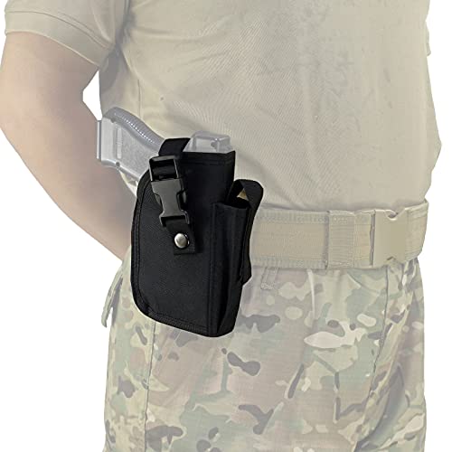 Depring Tactical Belt Holster With Mag Pouch For Handguns With Light Or Laser Attachment Universal Outside The Waistband Holster Black #TOP6