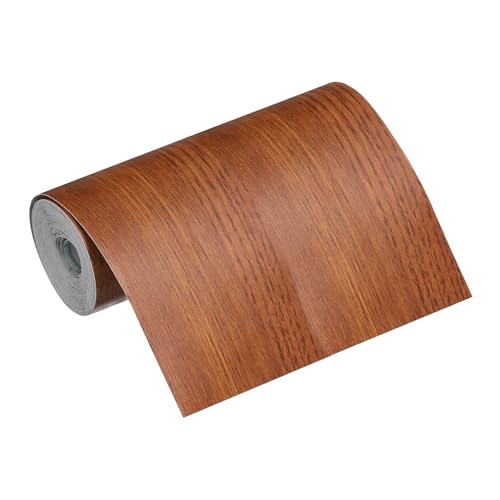 Image of MECCANIXITY Wood Grain Repair Tape, 4 Inch x 16 Feet Self Adhesive Wood Grain Tape Multi-Purpose Wallpaper Border Trim for Furniture Floors Windows Doors Tables Home, Red Oak
