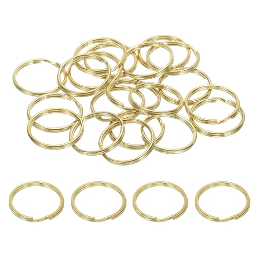 PATIKIL Flat Split Ring, 20Pcs 1"/25mm Diameter Brass Flat Split Key Chain Rings for DIY Home Office Car Keys