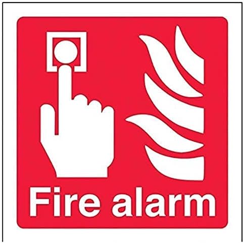 VSafety Fire Alarm Logo Sign - Square - 100mm x 100mm - Self Adhesive Vinyl