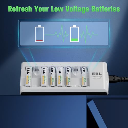 image for EBL AA AAA Battery Charger, 8-Bay Individual Charger for NiMH NiCD Rec