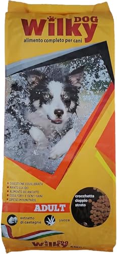 Wilky Dog Crocchette per Cani Adulti, Alimento Completo Secco Bilanciato con Estratto di Castagne e Yucca, 20 Kg