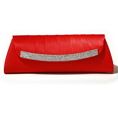 Sac de soirée de mariage en satin rouge éclatant pour cérémonie
