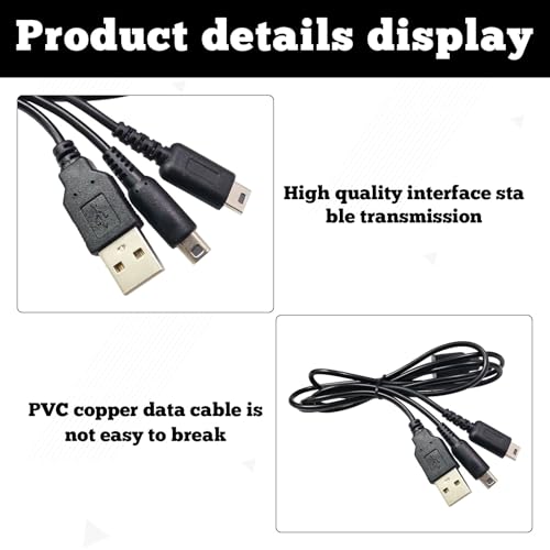Eophmi 2-In-1 Charger Cable for Nintendo Ds Lite,Simultaneous Play and Charge,Universal Charger Cable for Nintendo Ds Charger for Ds Lite, 3ds, 3dsll,New 3ds Xl, 2ds, Dsi and More - Image 2
