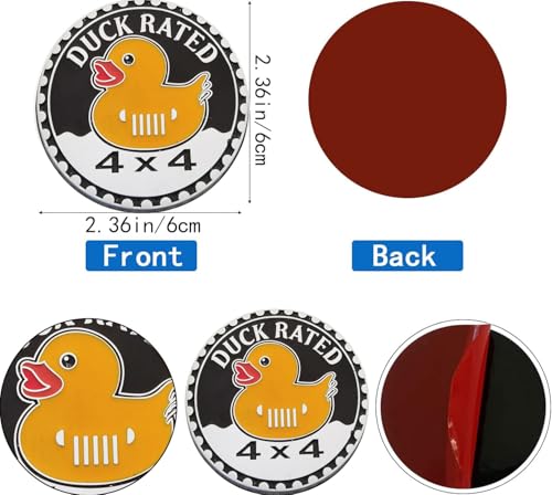 Image of 2 pcs Car Emblem 4 x 4 Metal Automotive Badge 3D Metal Car Badges Emblems Round Emblem Decals Car Badge Decals Stickers Compatible with Vehicles Trucks SUV RV Decorations (Duck Rated-E)