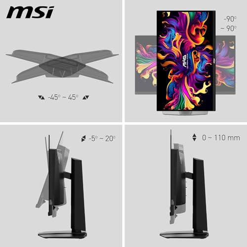 Image of MSI MAG 271QPX QD-OLED E2, 26.5-inch, OLED, WQHD 2560x1440, 240Hz, Black, Quantum Dot, 0.03ms, 99% DCI-P3, DisplayHDR True Black 400, DP, HDMI, USB-C Gaming Monitor