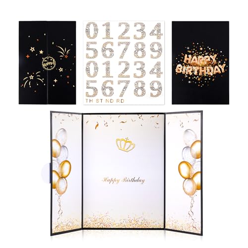 Happy Birthday Signature Book, Birthday Guest Book with Number Stickers Creative Signature Guest Book Birthday Gathering Decorations for Recording the Best Wishes of Friends