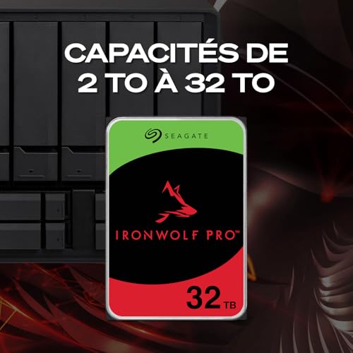 Seagate IronWolf Pro 4To, Disque dur d'entreprise interne NAS HDD, CMR, 3.5 Pouces, SATA 6Goits/s, 7 200 tr/min, 256 Mo de mémoire cache, Ouverture Facile, Services Rescue (ST4000NTZ01)