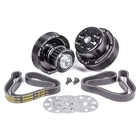 Jones Racing Products Pulley Kit, 5 Rib Serpentine, Aluminum, Black Anodized, Small Block Chevy, Kit Cover