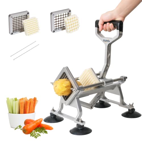 Anatole Potato Chipper Professional Chip Cutter with 1/2'' 3/8'' Stainless Steel Blade Commercial French Fry Cutter for Carrot Cucumber Onion
