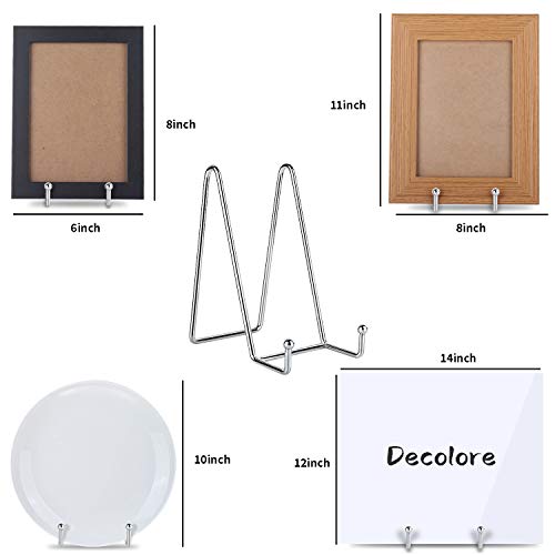 Decolore 3 Pack 6 Inch Silver Metal Display Stands For Plate Stand Plate Holder Display Stands For Picture, Decorative Plate, Book, Photo Easel, Artistic Work （Silver） #TOP5