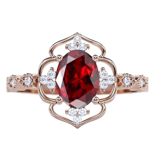 2CT Oval Cut Gemstone Vintage Rings for Women Silver 10K 14K 18K Gold Birthstone Art Deco Engagement Promise Rings for Wedding Anniversary Available in White/Yellow/Rose Color