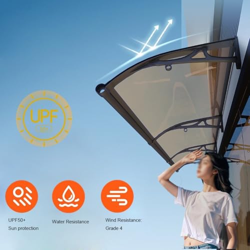 Auvent de porte en polycarbonate et aluminium transparent pour entrée - 3