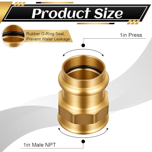 Image of 8 Pack 1 inch Press x 1 inch FIP Brass Press Fittings | Npt Adapter for Residential & Commercial Piping