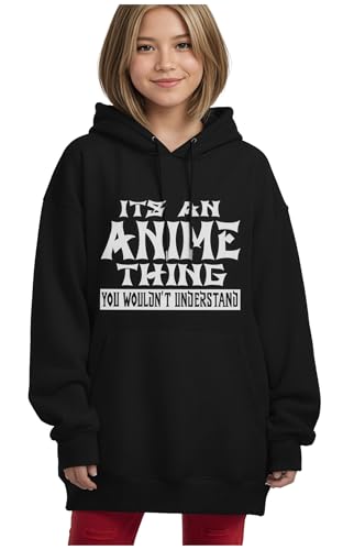 Tstars Funny Otaku Hoodie for Teen Girls and Women - Japanese Anime Meme Pullover Sweatshirt Gift Manga Fans Black