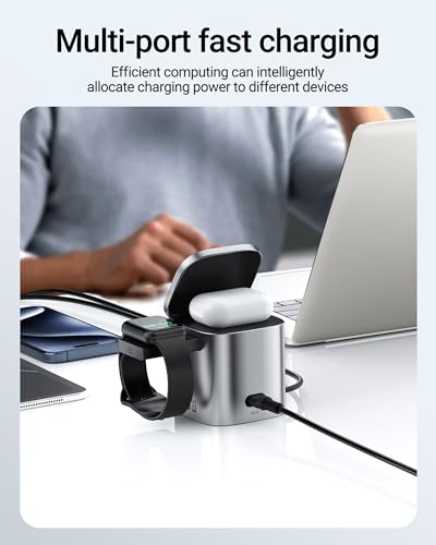 Image of INICIO 6-in-1 80W Foldable GaN Magsafe Charging Station,Built in Apple Watch & Airpods Magnetic Wireless Charger, 60W PD USB C Retractable Cable for iPhone 17 16 Galaxy S26 S25 Ultra MacBook iPad Pro