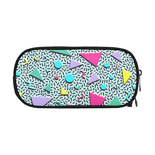 Image of ANANGTEE Memphis 80s 90s Pencil Case Pouch for Boys Girls Men Retro 10 | Large Capacity Makeup Bag, 3 Rings Zipper School Supplies Case, Office Desk Soft Organizers Pen Box
