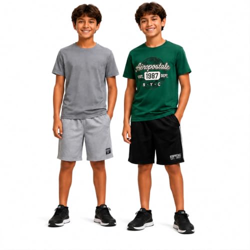 Image of AEROPOSTALE Boys Shorts Set 4 Piece Shirts & Mesh Basketball Shorts | Soft Breathable Fabric, Relaxed Fit, Quick-dry Mesh, Moves With Active Play, Layers Easily, Machine Washable