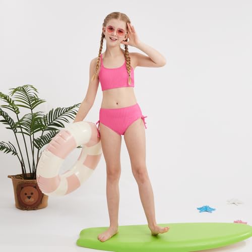 Image of Weixinbuy Girls Swimsuits Summer Bathing Suit for Teens Girls 2 Piece Bikini Set Solid Beach Swimsuit Swimwear for Girls