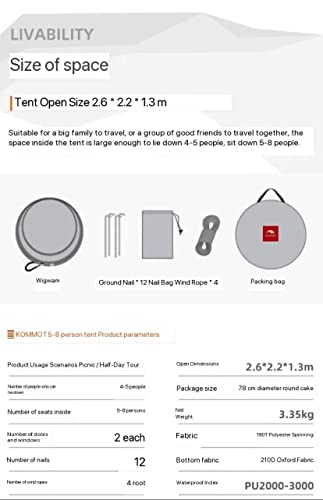 Carpa portátil plegable para camping 5-8 personas miniatura 4