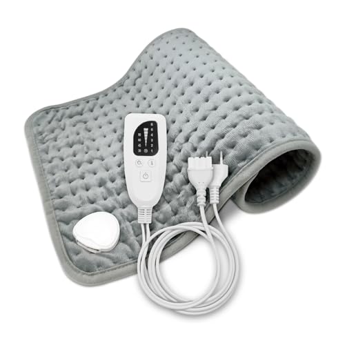 LED ATOMANT Manta Electrica Lumbar 60x30cm 75W, Almohadilla Termica para Espalda, Cuello, Hombros, Barriga y Piernas, Temporizador y Apagado Automatico, 6 Niveles de Temperatura, Ultrasuave