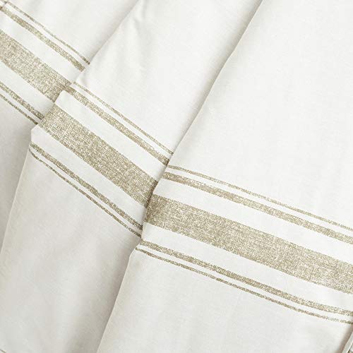 Image of Lush Decor Farmhouse Stripe Reversible Throw, Single, 50 inch W x 60 inch L, Neutral - Beige Throw Blanket For Bed - Soft Blanket - Couch Throw - Rustic Farmhouse Decor