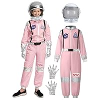 Spooktacular Creations Halloween Astronaut Costume for Kids, Unisex Pink Astronaut Outfit Set with Helmet, Toddler Pilot Jumpsuit for Halloween Costume Dress-Up Party (Medium, 8-10 yrs)