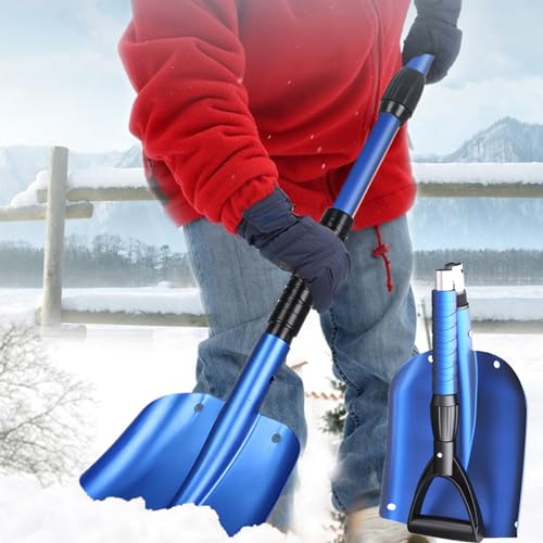 Pelle à neige pliable pour voiture avec poignée en D et manche télescopique en aluminium