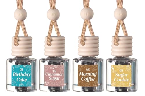 CE Craft Hanging Car Air Freshener – Fragrance Oil Diffuser with Essential Oils – Long-Lasting Aromatherapy Scents for Automobiles – 4 Pack, Bakery