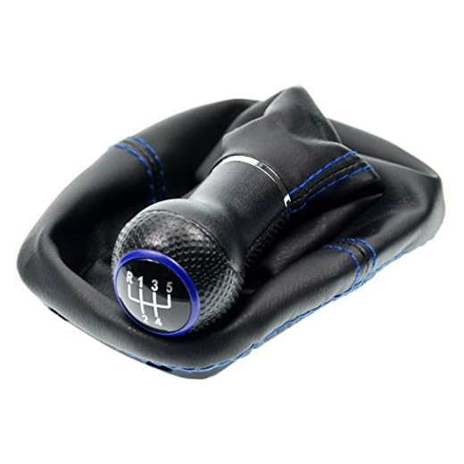 Schaltsack & Schaltknauf für VW Golf 2 3 4 Polo 6N für Passat 35i - 5 Gang - Schwarz - Blau - Schaltmanschette Schalthebel Manschette für Schaltung - Knauf Hebel für Schaltgetriebe 12mm - A0254-5