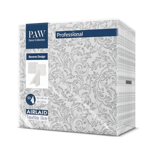 PAW - Servietten aus Airlaid - Stoffähnlich (40 x 40 cm) I 50 Stück I Ideal für Hochzeit, Taufe,...