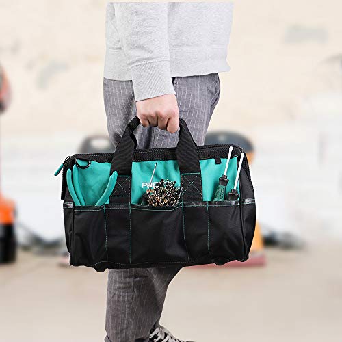 Prowin 16-Inch Wide Mouth Tool Bag Multi-Pocket Tool Organizer With Adjustable Shoulder Strap, Tool Tote Bag For Men #TOP6