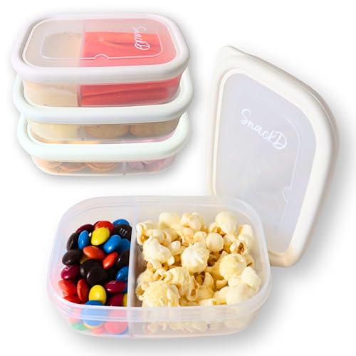 Snack box container, Small snack containers, reusable snack container with lids, 4 Pack, BPA Free, Microwave, Freezer & Dishwasher Safe.
