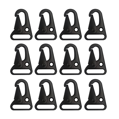 12Pieces Black Sling Clip Clasp Olecranon Hook for Keychain Snap Hooks Outdoor Tactical (1