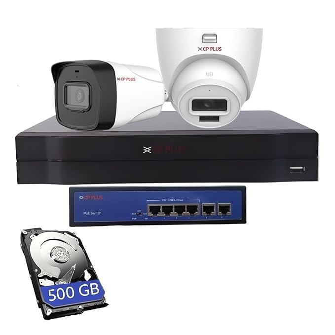 CP PLUS 4CH NVR with 1Nos-2 MP Built-in Audio Mic Indoor Dome,1Nos-2 MP Built-in Audio Mic Outdoor bullete Wired IP CCTV Cameras,4 Port PoE, 500GB HDD,(Without CAT6 Cable)-image-23