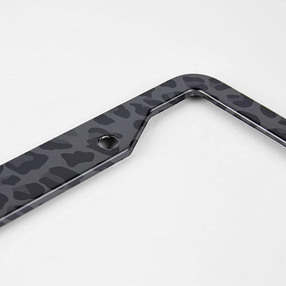 Black Animal Print License Plate Frame Leopard License Plate Holder Giraffe Cheetah Pattern Car Tag Frame License Plate Car Accessories 2 Holes Novelty Auto Car Tag Vanity Present