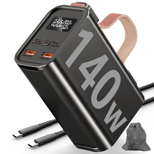 140W 50000mAh Power Bank große powerbank: Externer Handyakku PD3.1 QC4.0 Schnell Aufladende USB C Outdoor Powerbank mit LED Display Tragbares Ladegerät,4 Ausgängen & 2 Eingängen für Smartphones Tablet