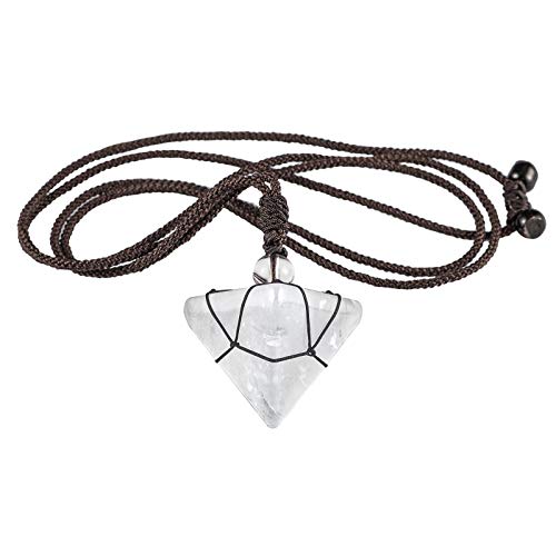 Yatming Rock Quartz Crystal Pyramid Pendant Necklace for Women and Men with Adjustable Nylon Rope, Healing Stone Pendant Pendulum for Divination Meditation Chakra Balancing