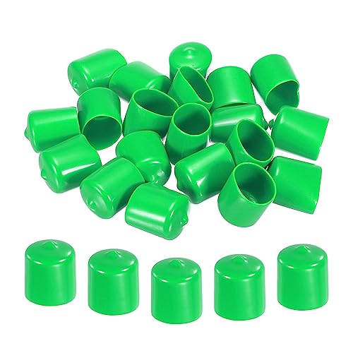 Image of MECCANIXITY 30pcs 7 /8 inch(22mm) Rubber End Caps Cover PVC Vinyl Screw Thread Protector Round Wire Shelf Caps for Screw Bolt Pipe Fence Post, Green