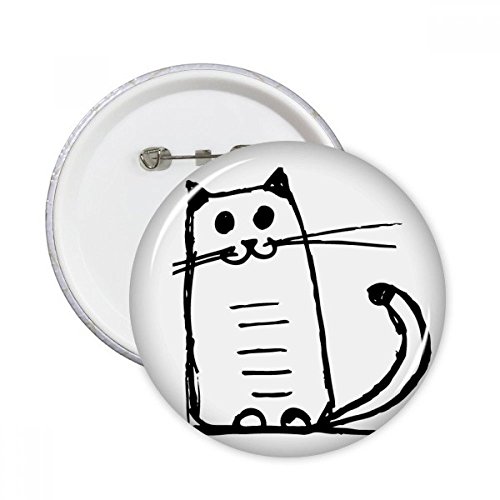 Badge Cat Sourire Sit ligne rond noir grand format pour customiser vos vêtements