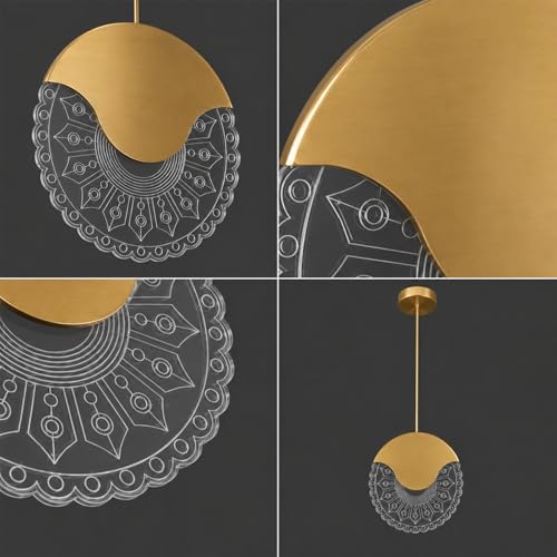 Image of Lampmaster Oval Lumiround Pendant Light with Warm Glow | Decorative Ceiling Lamp | Gold Finish | Adjustable Height | Perfect for Bedroom, Living Room & Dining Area, Home & Office | 1 Year Warranty