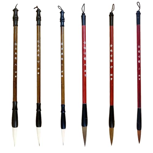 Generic Pincel Chinês para Caligrafia, Conjunto de 6 Pincéis de Caligrafia Chinesa com Cerdas Sinali