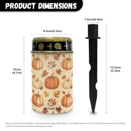 Image of Poceacles Solar Powered Flameless Candle Cemetery Votive Candles Waterproof Outdoor Memorial Solar Stake Lights Home Outdoor Decoration, Pumpkin Fall Leaf Beige, Set of 6