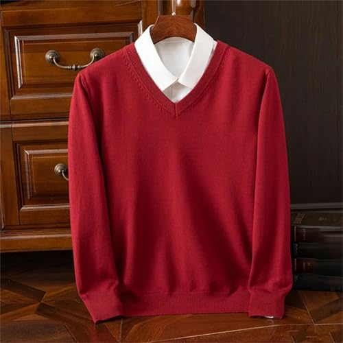 Men's V-Neck Wool Sweater Casual Plus Size Loose Thickened Knitted Pullover Top3