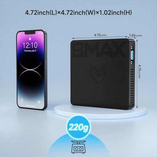 Image of Bmax Mini PC B1 Pro Intel Gemini Lake N4000 (Up to 2.6GHz), 8GB LPDDR4 128GB eMMC Support M.2 SSD Expansion (512GB /2TB), 4K Dual Display 2.4G /5G WiFi & BT4.2 Mini Desktop Computer for Home /Office