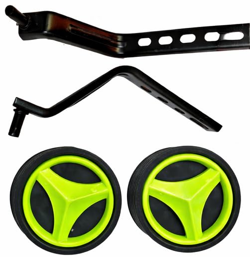 Image of Adjustable Side Support Training Wheels for Kids Cycle, 14 to 20 Inch, Black with Colorful Spoke Design