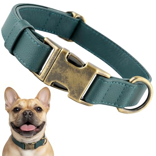 Image of Dog Collars for Small Dogs Silicone Leather Dog Collars Soft Flexible Waterproof Odor-Proof Durable Thick Classic Adjustable Pet Puppy Collar (Green, Small (11-15.5 inch Neck))